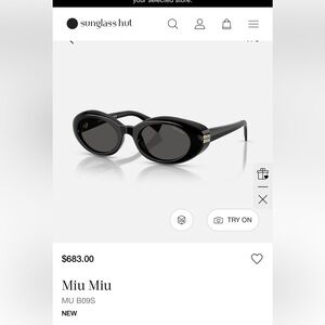 New spring 2026 release Miu Miu Sleek Black Sunglasses